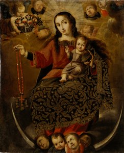 ロザリオの聖母、17世紀後半から18世紀初頭（キャンバスに油彩が描かれた金箔）