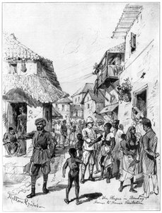 1898年、インドのボンベイでのペスト中の家から家への訪問。 作： Melton Prior