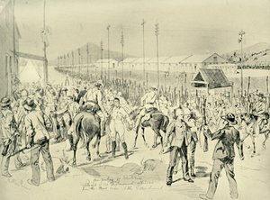 プレトリアの占領：イギリス軍将校の解放、1901年。 作： Melton Prior