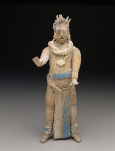 置物：立っている人、古典時代後期、西暦650〜900年（セラミックとペイント） 作： Mesoamerican Mesoamerican