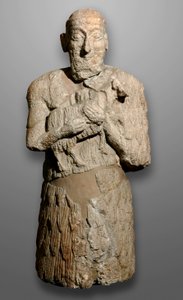羊を犠牲にする男、シュメリアの像 作： Mesopotamian