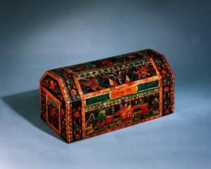 胸、19世紀後半（漆塗りと塗装された木） 作： Mexican School