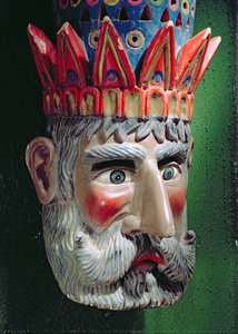1月6日にメキシコでエピファニーのごちそうを祝うために行列で使用された王の魔術師のマスク（塗装済み木材）
