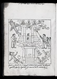 Ms Hunter 242 f.240vフランシスコ会の燃える神殿、ディエゴムノスカマルゴ作のヒストリアデトラスカラのイラスト 作： Mexican School