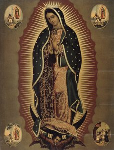 20世紀のメキシコ版画の守護聖人、グアダルーペの聖母を表現。 薄暗い。 51x39 cm ヴァレ美術館、バルスロネット (アルプ ド オート プロヴァンス)