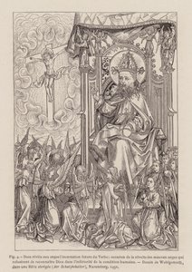 神は天使に言葉の将来の化身を明らかにする (彫刻) 作： Michael (after) Wolgemut or Wolgemuth