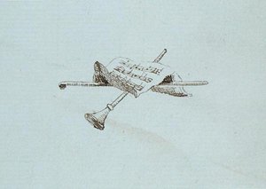 マイケル・ファラデーのスクラップブックからのドローイング（紙にペン＆インク） 作： Michael Faraday