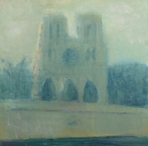パリのノートルダム寺院、2016年（リネンに油彩） 作： Michael G. Clark