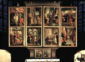 聖ヴォルフガング祭壇、閉じた内側シャッターのペア。8シーン（絵画）