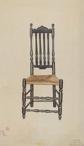 手すりのバック サイド チェア、1938 年。 作： Michael Riccitelli