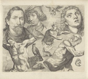 描画例を含む学習シート: 頭、胴体、動物 作画例（連載タイトル） 作： Michael Snijders