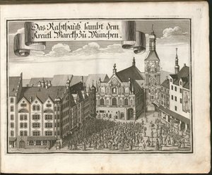 ドイツ語：Das Rahthauß sambt dem Kreütl.ドイツ語：Das Rahthauß sambt dem Kreütl.