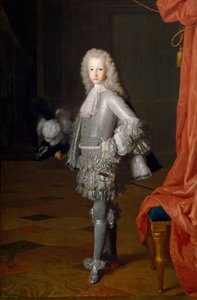 "スペインのルイ1世（1707-1724）の肖像" （アストゥリアスの王子としてのルイ1世） ミケランジェロ・ウアス（1680-1730）による絵画 1717年 薄暗い 172x112 cm マドリッドのプラド美術館 作： Michel Ange Houasse
