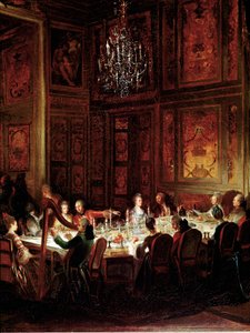ルイ・フランソワ・ド・コンティ公爵の晩餐会、神殿の宮殿」詳細。ミシェル・バルテルミー・オリヴィエ（1712-1784）作画 1766年 日0,56x0,71 ヴェルサイユ宮殿、ミュゼ・デュ・シャトー