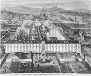 現在のホピタルフェルナンドウィダル、パリ、1867年「ルモンドイラスト」からのイラスト 作： Michel Charles Fichot