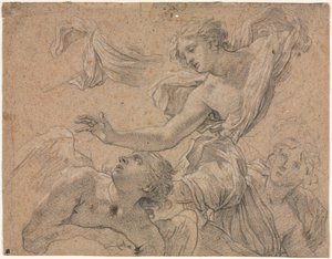 天使の研究、Cyrus versoの前のパンテア、1655-1660年。 作： Michel Dorigny