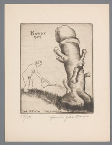 Ex libris van Gianni Mantero Ex エロチック GM (オブジェクトのタイトル) La petite jardinière (オブジェクトのタイトル) 作： Michel Fingesten (signed by artist)