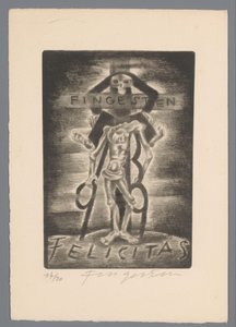 ミシェル・フィンゲステンからの新年の願い Fingesten Felicitas (オブジェクトのタイトル) 作： Michel Fingesten (signed by artist)