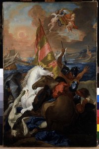 エクスの住民がアラゴン人からマルセイユを救い出す。1423年、アラゴン家のアルフォンソ5世（1394-1458）の艦隊がマルセイユを砲撃し、略奪した。ミシェル・フランソワ・ダンドレ・バルドン（1700-1783）の絵画。18世紀。キャンバスに油彩、66 x 43 cm。グラネ美術館。 作： Michel Francois Dandre Bardon