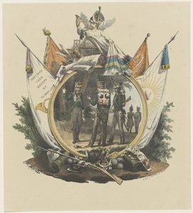 1830年、ユトレヒト・ホゲスクールの自発的なハンターのメダリオン 作： Michel Mourot