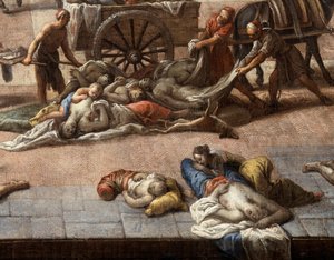 1720年のペストの際の（マルセイユ）市庁舎の様子 作： Michel Serre