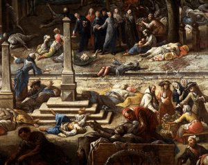 1720年のペストの際の（マルセイユ）市庁舎の様子 作： Michel Serre