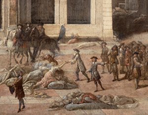 1720年のペストの際の（マルセイユ）市庁舎の様子 作： Michel Serre