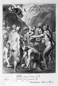 ダナイデスは退屈した船に水を満たすことを非難し、1655年 作： Michel de Marolles