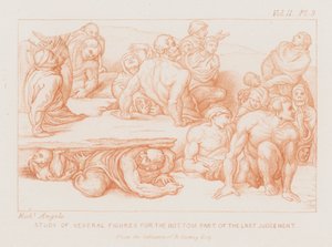 最後の審判」の下部のための数人の人物の習作（エッチング 作： Michelangelo (after) Buonarroti