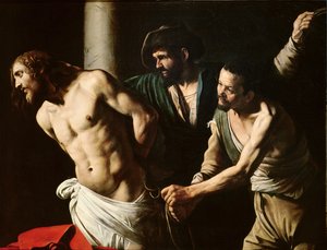 キリストの鞭打ち、c.1605-7（帆布に油彩）