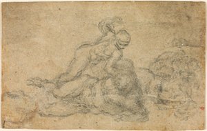 ミケランジェロ - ダヴィデとゴリアテ。ヴェルソ罫 建築習作 1550-1556年頃 I, 32a