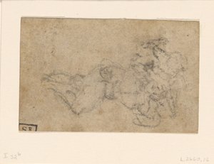 ミケランジェロ - ダヴィデとゴリアテ。ヴェルソ罫建築習作、1550-1556年頃、I、32b