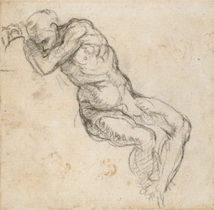 眠っている裸の男、c1490-1560 作： Michelangelo Buonarroti