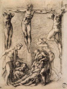 はりつけ、ミケランジェロの描き下ろし。ルーブル美術館、パリ 作： Michelangelo Buonarroti