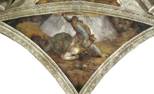 ダビデとゴリアテ バチカン市国のシスティーナ礼拝堂の天井 1508-1512年 作： Michelangelo Buonarroti