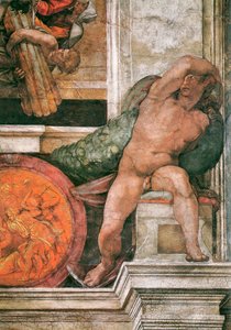 バチカン市国のシスティーナ礼拝堂の天井の詳細（1508-1512年）。   作： Michelangelo Buonarroti