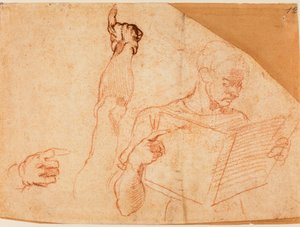 システィーナ礼拝堂の「アマンの処罰」のための習作。 作： Michelangelo Buonarroti