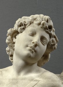 「マンハッタン」キューピッドの頭、1494-96年頃（大理石）（詳細） 作： Michelangelo Buonarroti
