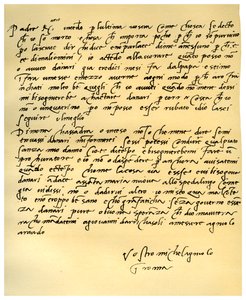 ミケランジェロブオナローティから父への手紙、1508年6月。 作： Michelangelo Buonarroti