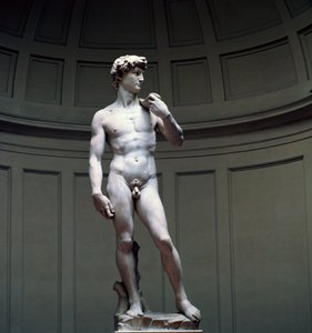 ミケランジェロのダビデ像、16 世紀 作： Michelangelo Buonarroti