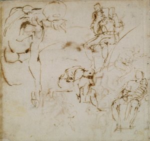 スケッチブックのページ、c1490-1560 作： Michelangelo Buonarroti
