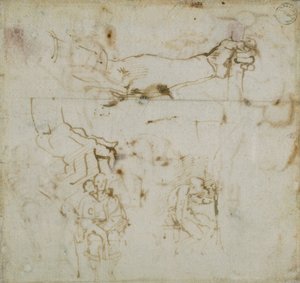 スケッチブックのページ、c1490-1560 作： Michelangelo Buonarroti