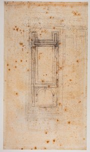 ローレンシアン・レセプトのための窓と書斎の計画、16世紀（デッサン） 作： Michelangelo Buonarroti