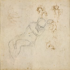 直訳：八図研究。 裏面: Figure Study、c1490-1560 作： Michelangelo Buonarroti