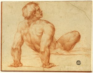 着席男性ヌード 作： Michelangelo Buonarroti