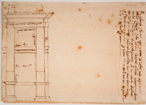 ユリウス2世の墓の側面、自筆の記念品 作： Michelangelo Buonarroti