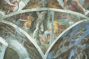 システィーナ礼拝堂の天井：ハマン（スパンドレル）（復元前） 作： Michelangelo Buonarroti