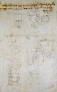 聖ペテロの研究を示すスケッチ、c1490-1560 作： Michelangelo Buonarroti