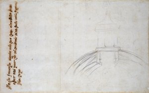 ランタンとキューポラの結合を示すスケッチ、およびサン ピエトロ大聖堂の他の習作、c1490-1560 作： Michelangelo Buonarroti