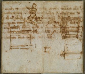 15世紀後半から16世紀初頭にかけての建築のわずかなスケッチと小さな人物の習作 作： Michelangelo Buonarroti
